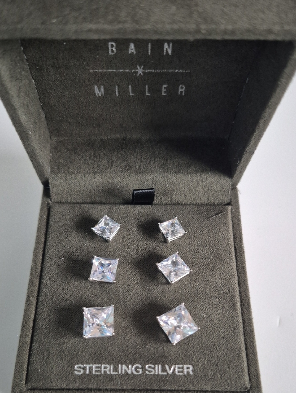 Bain & Miller Sterling Silver Cubic Zirconia Stud Earring Set - Clear